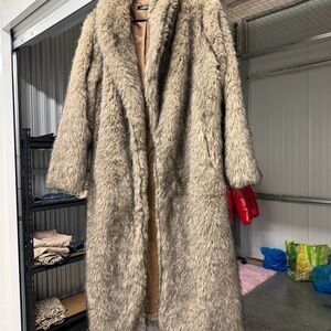 Long Faux Fur Coat in Beige - Classic Women's Outerwear